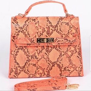 Orange Neon Snakeskin Bag